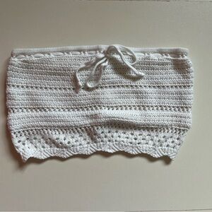 Hollister White Cropped Crochet Tube Top
